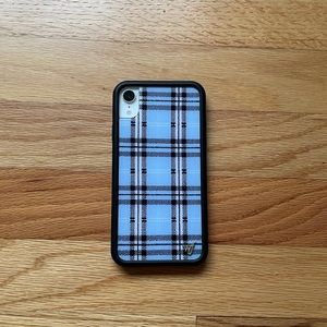 iPhone XR blue plaid wildflower case